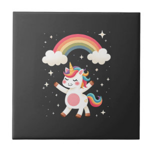 Dabbing Einhorn T-Shirt - Lustiges Dab Tanz Regenb Fliese