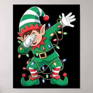 Dabbing Elf Kids Boys Girls Matching Family Xmas D Poster