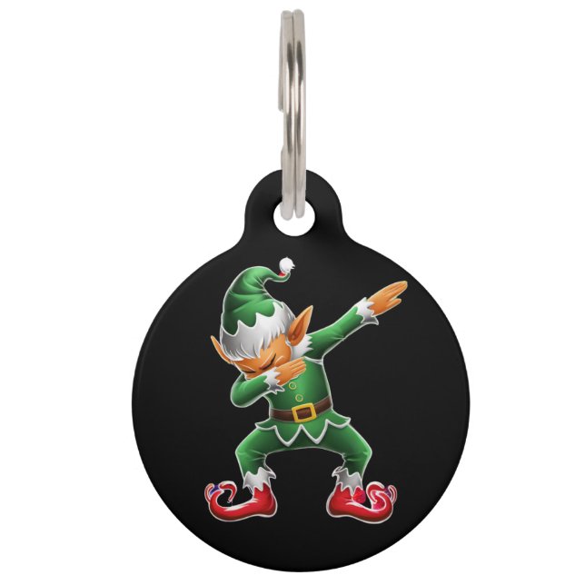 Dabbing Elf Kostüme Weihnachtsfeier Weihnachtsfeie Haustiermarke (Vorderseite)