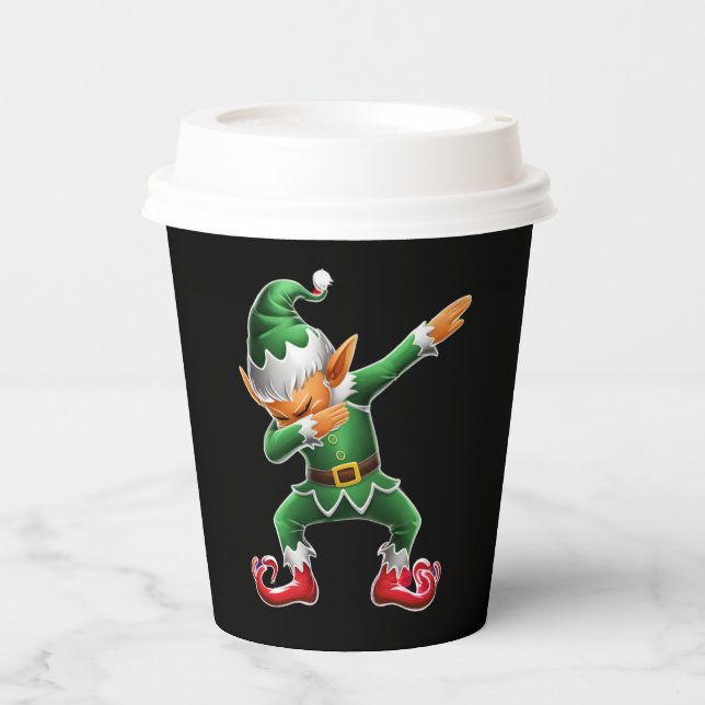 Dabbing Elf Kostüme Weihnachtsfeier Weihnachtsfeie Pappbecher (Vorderseite)