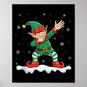Dabbing Elf Matching Christmas Tree Light Boys Kin Poster