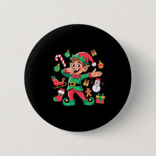 Dabbing-Elf-Santa-Schlitten-Schneemann-Lustiger-Da Button