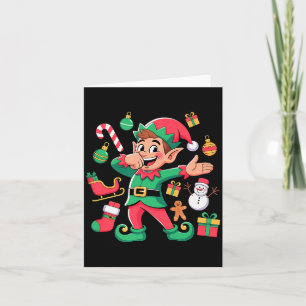Dabbing-Elf-Santa-Schlitten-Schneemann-lustiger-da Karte