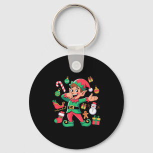 Dabbing-Elf-Santa-Schlitten-Schneemann-Lustiger-Da Schlüsselanhänger