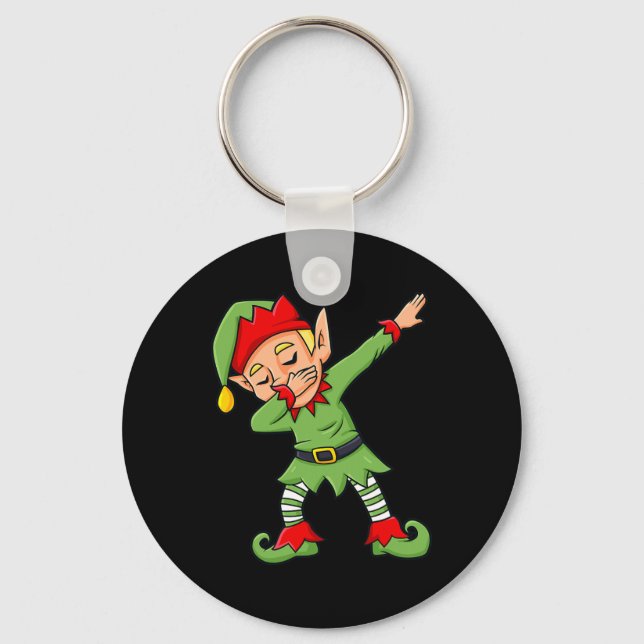 Dabbing Elf Spaß Weihnachtsmänner Mädchen Kinder a Schlüsselanhänger (Vorderseite)