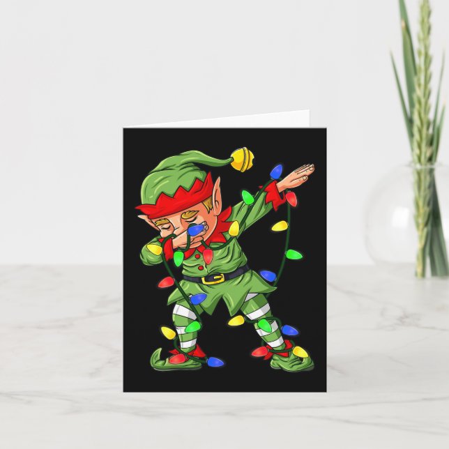 Dabbing Elf Weihnachtsbaumleuchten Jungs Kinder ab Karte (Vorderseite)