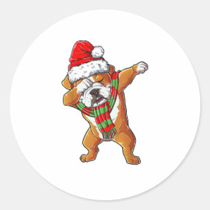 Dabbing English Bulldog Weihnachtsgeschenke Kinder Runder Aufkleber