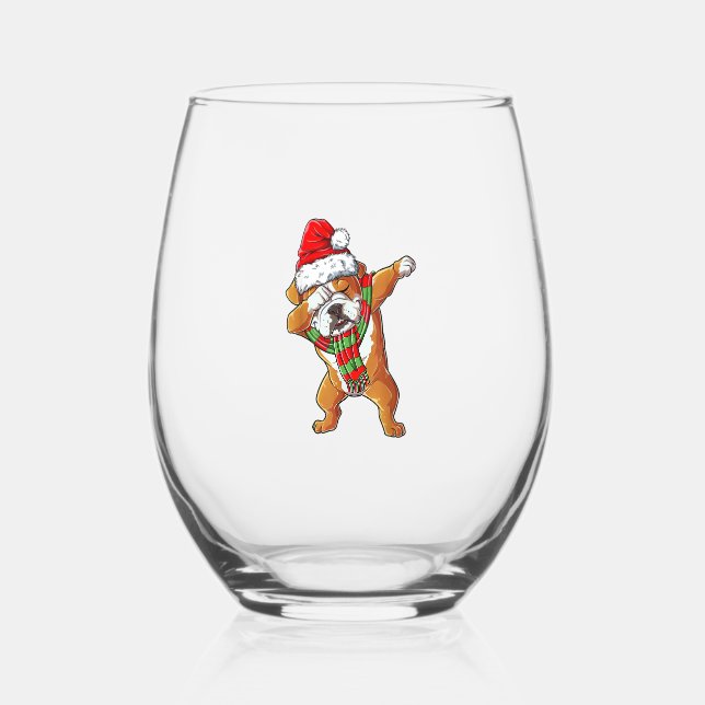 Dabbing English Bulldog Weihnachtsgeschenke Kinder Weinglas Ohne Stiel (Vorderseite)