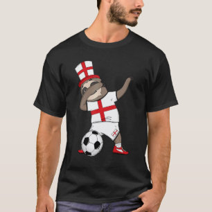 Dabbing Faultier England Fußball Englische Flagge T-Shirt
