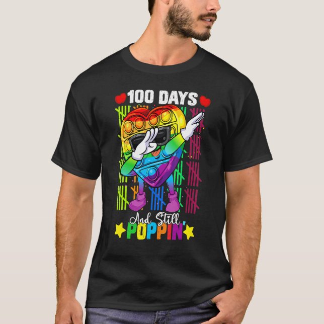 Dabbing Fidget Toy 100 Days Of School Still Poppin T-Shirt (Vorderseite)