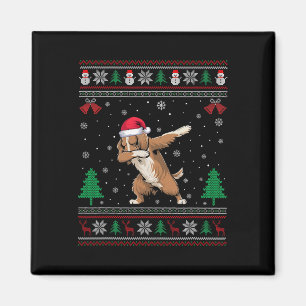 Dabbing Field Spaniel Hund Weihnachtsmannmütze Boy Magnet