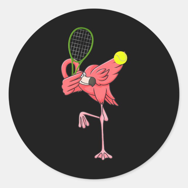 Dabbing Flamingo Tennis Tennis Player Flamingo Runder Aufkleber (Vorderseite)