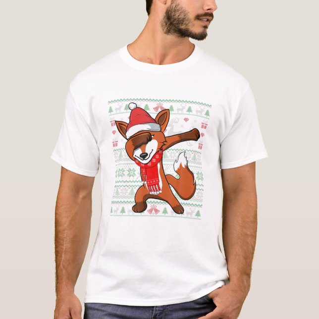Dabbing Fox Ugly Christmas T-Shirt (Vorderseite)