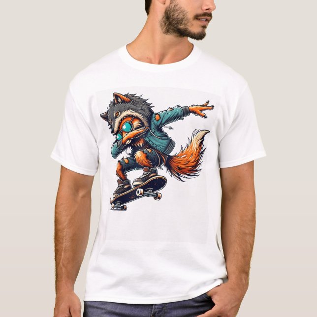 Dabbing Fox Wolf Halloween Trick oder Behandlung T-Shirt (Vorderseite)