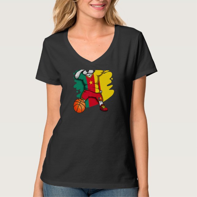 Dabbing Französisch Bulldog Cameroon Basketball Fa T-Shirt (Vorderseite)