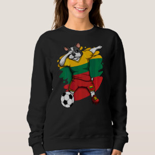 Dabbing Französisch Bulldog Litauen Fußball Fan Je Sweatshirt