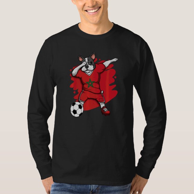 Dabbing Französisch Bulldog Marokko Fußball Fans J T-Shirt (Vorderseite)