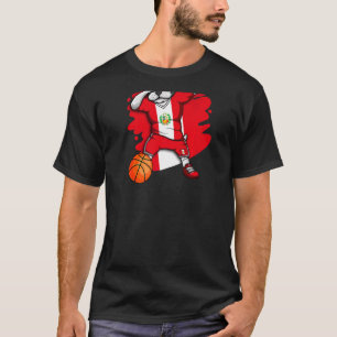 Dabbing Französischer Bulldog Peru Basketball Fan  T-Shirt