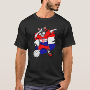 Dabbing French Bulldog Croatia Volleyball Fan Jers T-Shirt