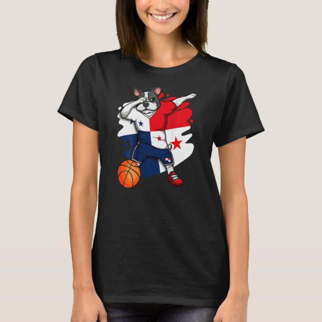 Dabbing French Bulldog Panama Basketball Fan Jerse T-Shirt (Vorderseite)