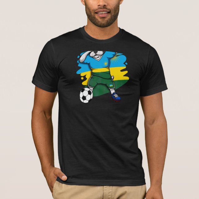 Dabbing French Bulldog Rwanda Soccer Fans Jersey F T-Shirt (Vorderseite)