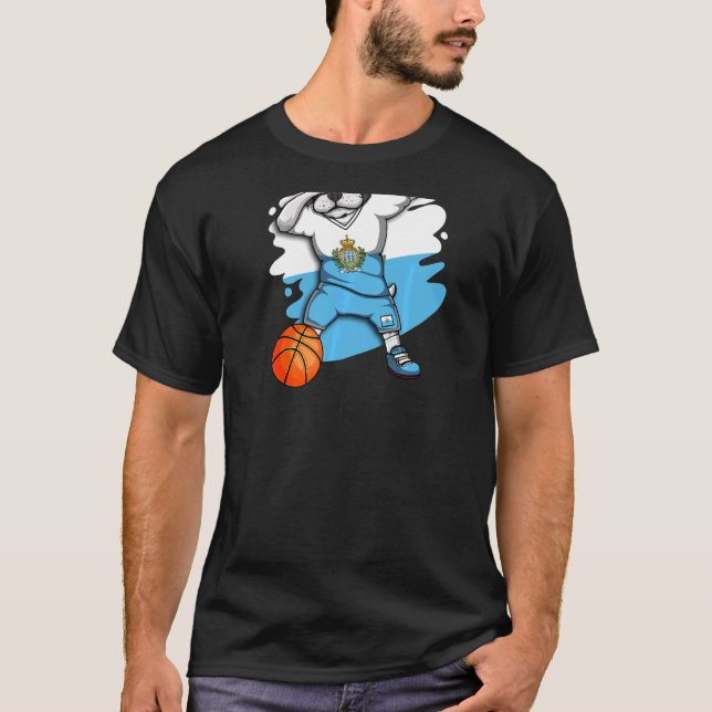 Dabbing French Bulldog San Marino Basketball Fan J T-Shirt (Vorderseite)