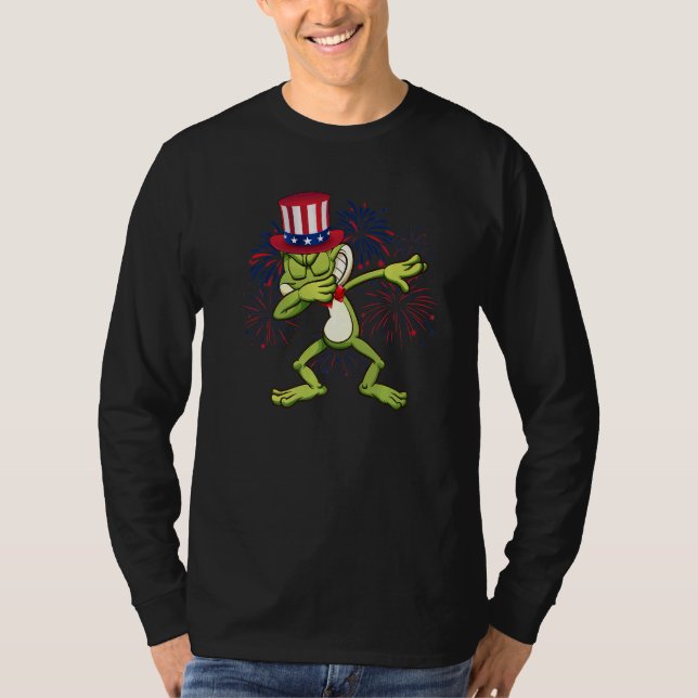 Dabbing Frog & Uncle Sam Hat American Flag 4. T-Shirt (Vorderseite)