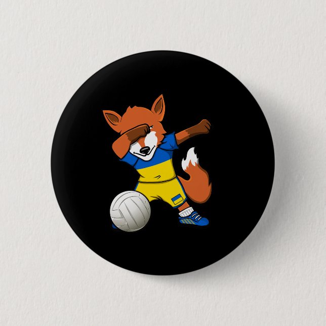 Dabbing Fuchs Ukraine Volleyll Fans Jersey Ukraini Button (Vorderseite)