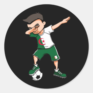 Dabbing Fußball Junge Algerien Fußball Fan Jersey Runder Aufkleber