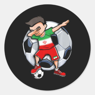 Dabbing Fußball Junge Iran Fußball Fans Trikot ira Runder Aufkleber