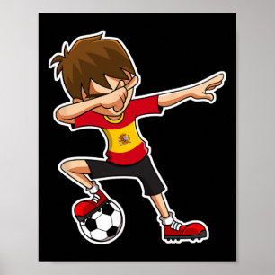 Dabbing Fußball Junge Spanien Trikot, spanische Ki Poster