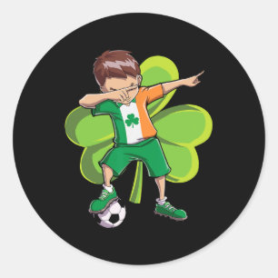 Dabbing Fußball Junge St Patricks Day Kinder Männe Runder Aufkleber