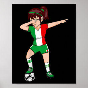 Dabbing Fußball Mädchen Italien Trikot Italienisch Poster