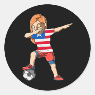 Dabbing Fußball Mädchen Liberia Trikot Liberianer  Runder Aufkleber