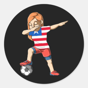 Dabbing-Fußball Mädchen Liberia Trikot Liberianisc Runder Aufkleber