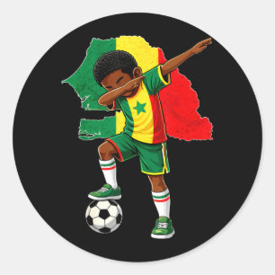 Dabbing Fußball Senegal Trikot Junge senegalesisch Runder Aufkleber