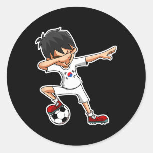 Dabbing Fußballjunge Südkorea Trikot, Koreanische Runder Aufkleber