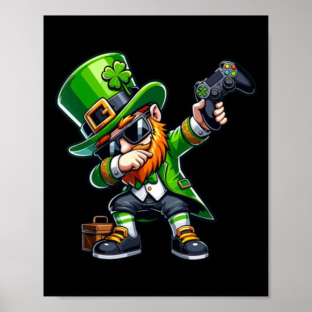 Dabbing Gamer Leprechaun Dab Dance St Pattys St Pa Poster (Vorne)