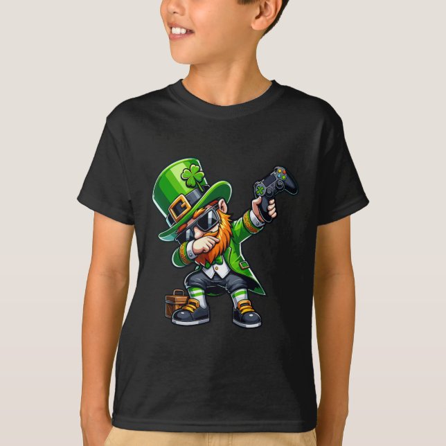 Dabbing Gamer Leprechaun Dab Dance St Pattys St Pa T-Shirt (Vorderseite)