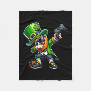 Dabbing Gamer Leprechaun Dab-Tanz St. Pattys St. P Fleecedecke