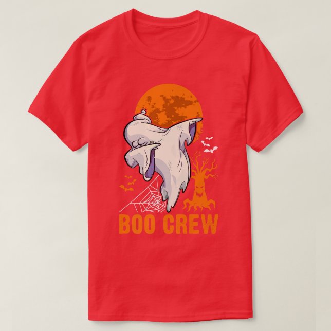 Dabbing Geist, Halloween, Orange Moon, Boo Crew 15 T-Shirt (Design vorne)