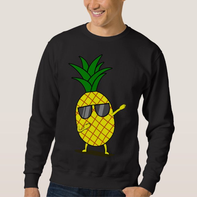Dabbing Gelbe Ananas - Dab Funny Dancing Frucht Sweatshirt (Vorderseite)