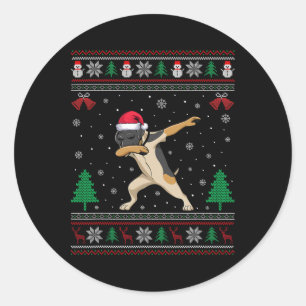Dabbing German Kurzhaar Weihnachtsmannmütze C Runder Aufkleber