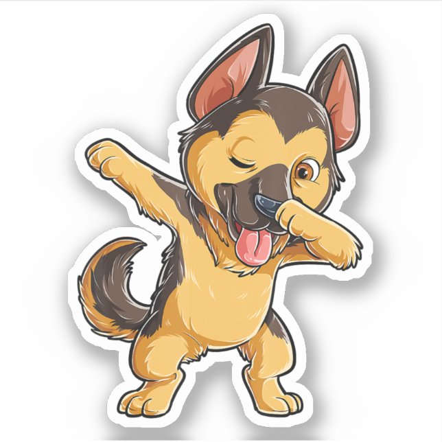 Dabbing German Shepherd Dog Lover Boys Kid Aufkleber (Vorderseite)