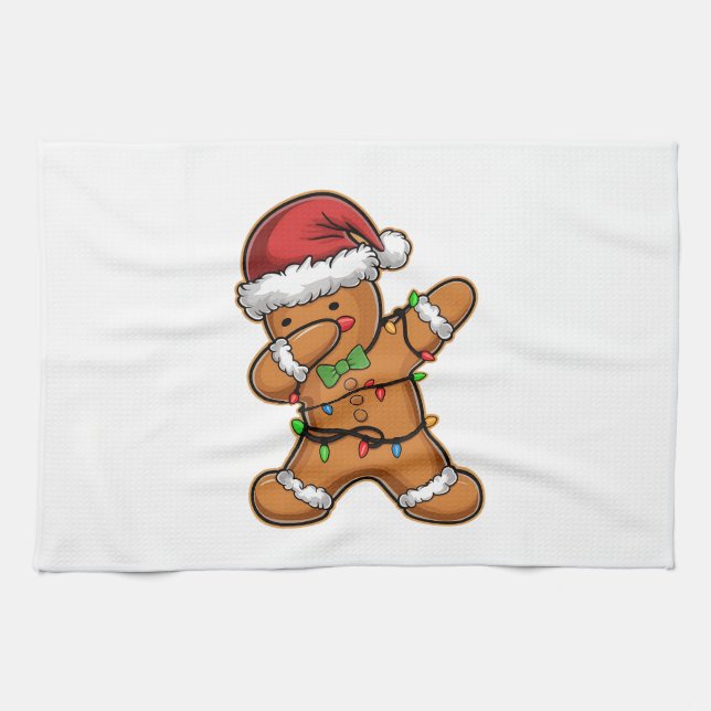 Dabbing Gingerbread Baum Weihnachten Geschirrtuch (Horizontal)