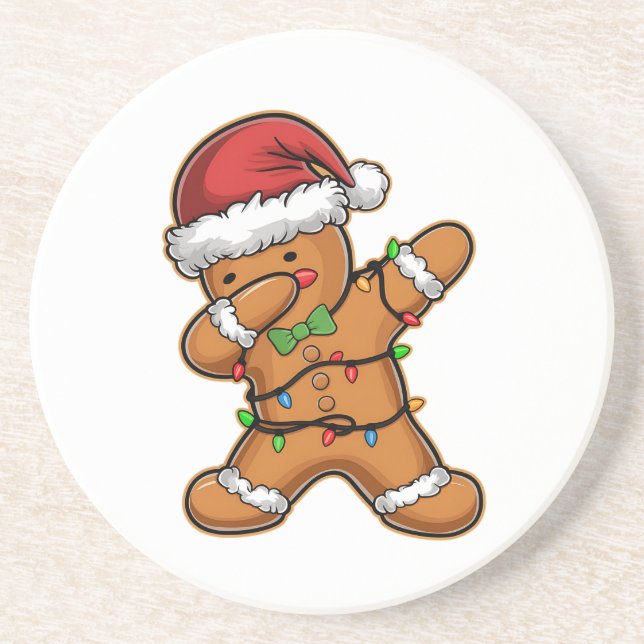 Dabbing Gingerbread Baum Weihnachten Getränkeuntersetzer (Vorne)