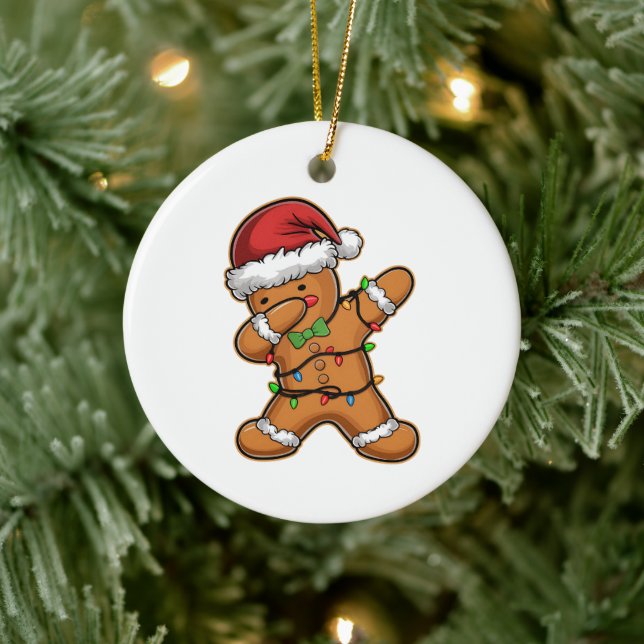 Dabbing Gingerbread Baum Weihnachten Keramik Ornament (Baum)