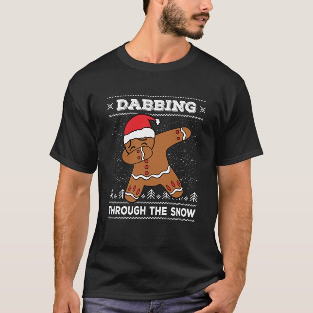 Dabbing Gingerbread Man Backkuchen Uganda Weihnach T-Shirt (Vorderseite)
