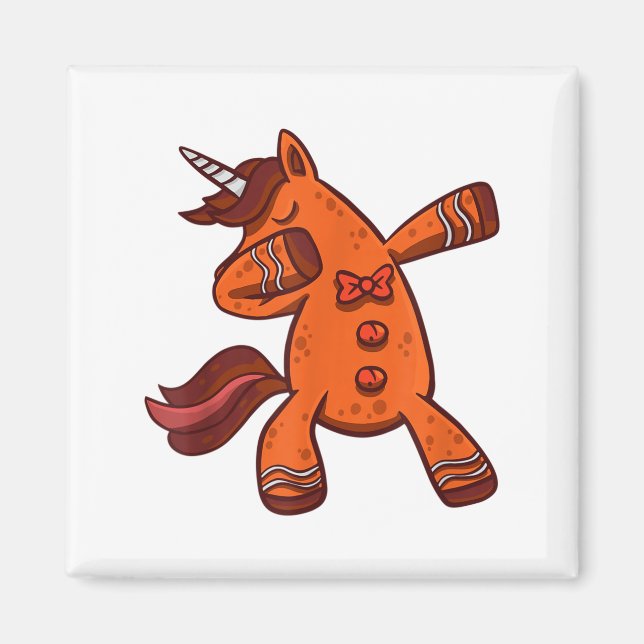 Dabbing Gingerbread Unicorn Cookie Christmas  Magnet (Vorne)