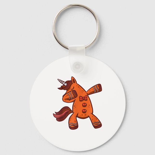 Dabbing Gingerbread Unicorn Cookie Christmas  Schlüsselanhänger (Vorderseite)